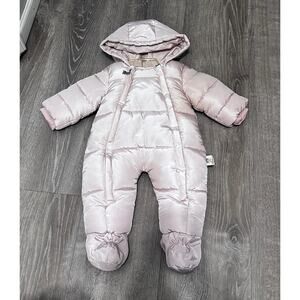 Baby girl Bunting Snow Suite hooded heavy insulated zip up light Pink 6-9 Months